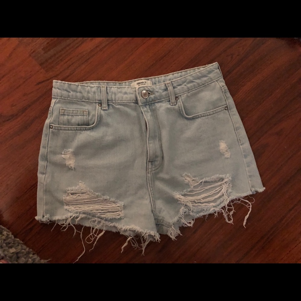 High waisted jean shorts
